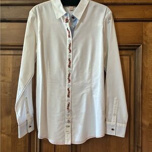 Brooks Brothers White Shirt with Red Floral Detail